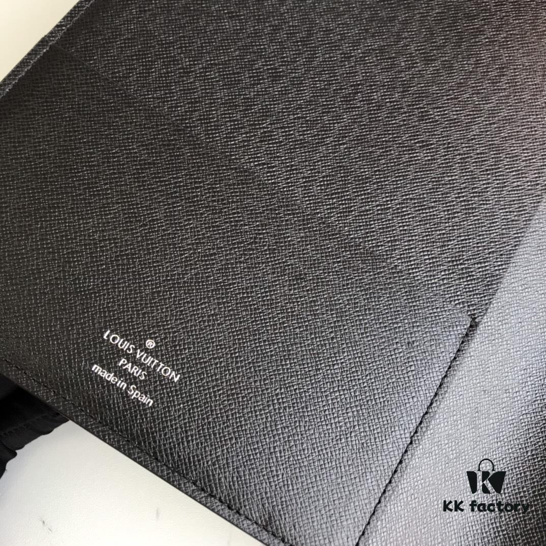 69307cc96e68136f4d9a7116 Hot Selling Extra Large Checkbook Wallet with Notebook Set, 6 Card Slots, Cowhide Leather + LV Special Fabric, Comes with Box, Approx. 18cm