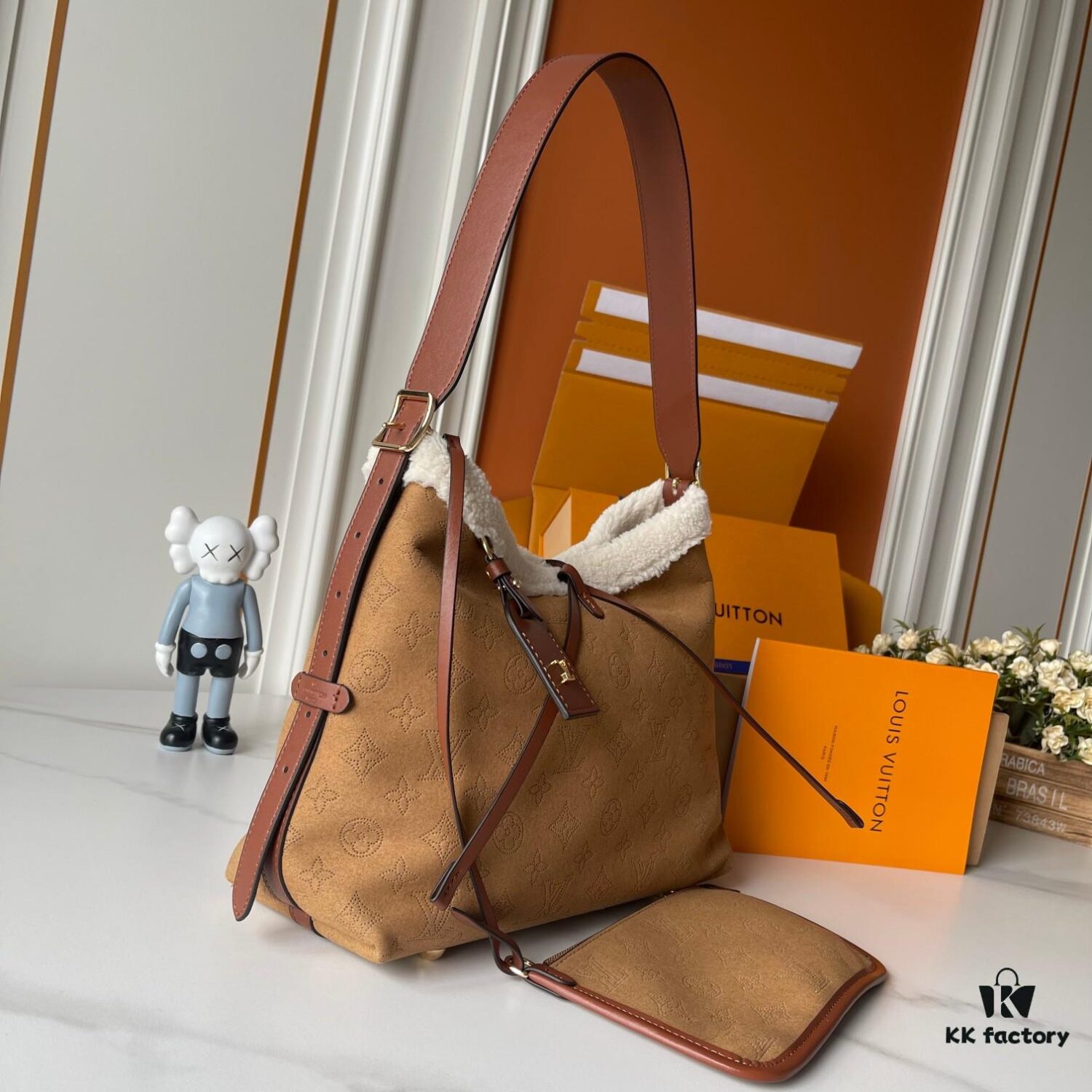 Upgraded 210 M11843 M46203 (Calfskin Velvet, Digital Perforation Technique, Matched Pattern) CarryAll Mini Bag