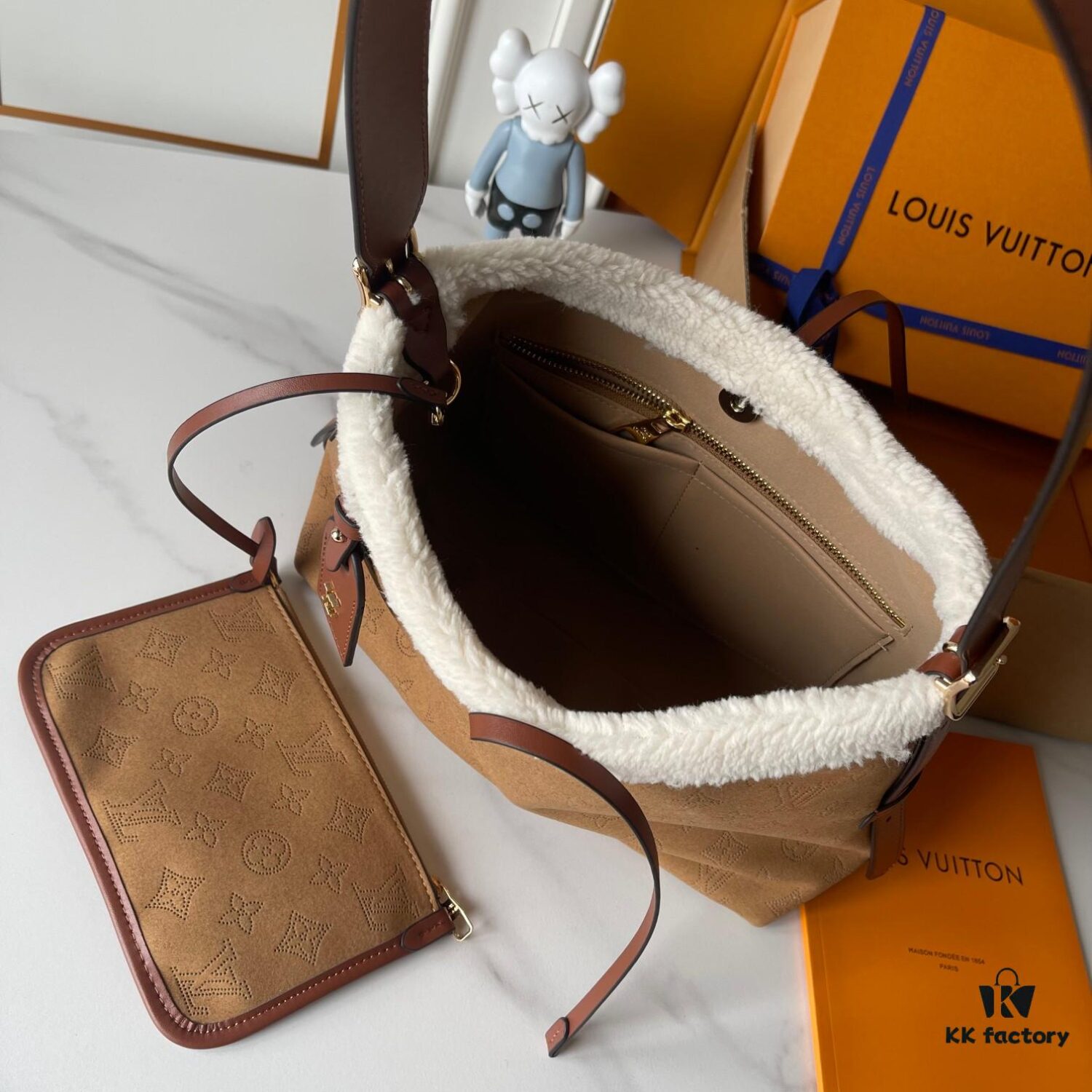 Upgraded 210 M11843 M46203 (Calfskin Velvet, Digital Perforation Technique, Matched Pattern) CarryAll Mini Bag