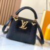 Top Grade Original Guangzhou M12296 Black Lizard Leather with Gold Diamond Crown Capucines Mini Bag