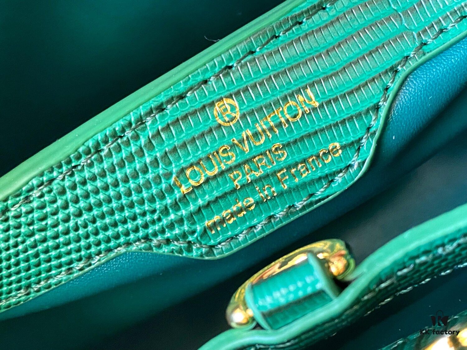 69307d646e68136f4d9a720c Top-Grade Original Guangzhou Stock M12297 Green Lizard Skin with Gold Diamond Crown Triangle Capucines BB Bag