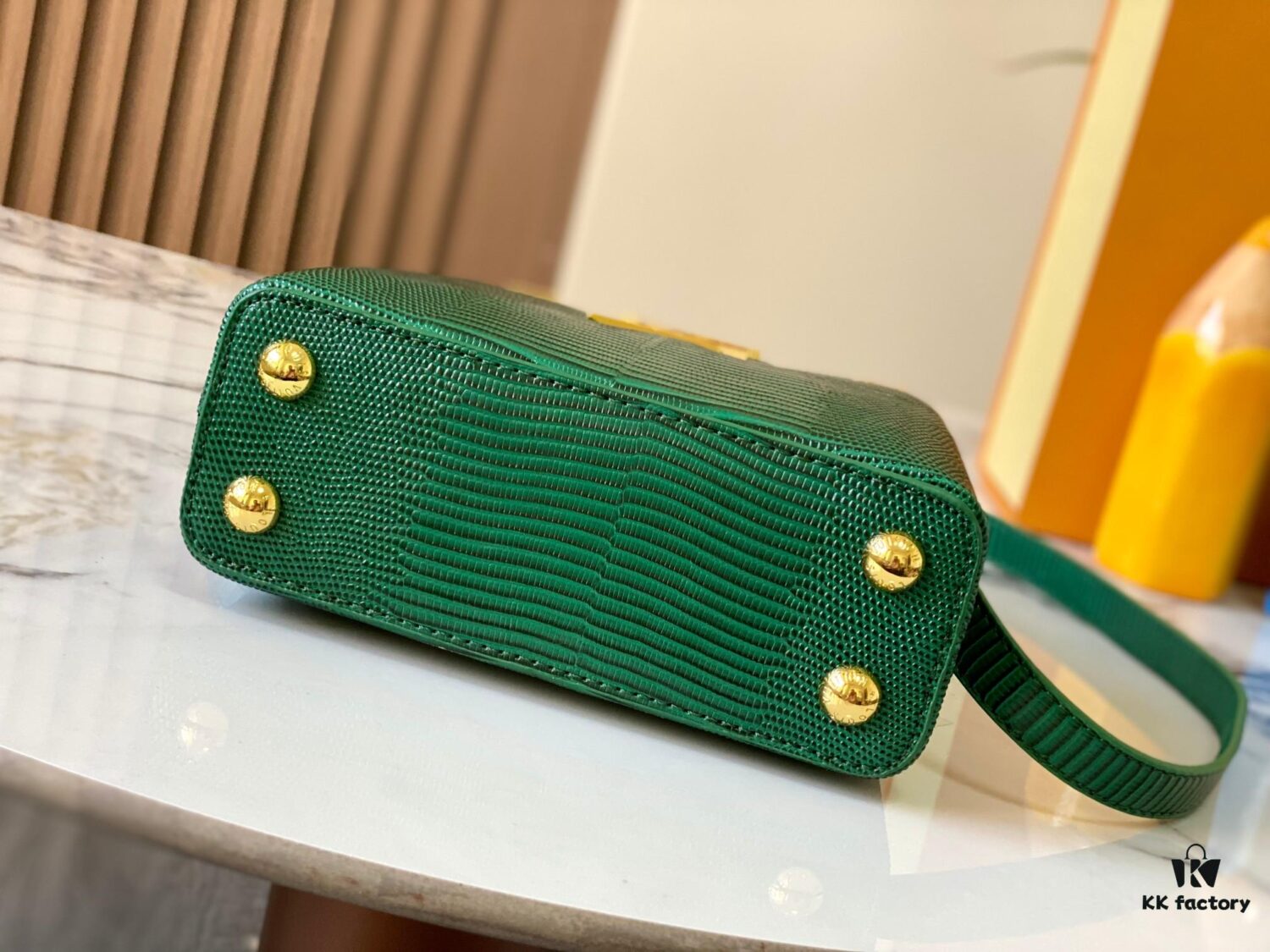 69307d666e68136f4d9a720f Top Quality Original Guangzhou Stock M12296 Green Lizard Skin with Golden Diamond Crown 🔺 This Capucines Mini Bag Features Luxurious Lizard Leather Over Soft Lambskin Lining, Accented with Brilliant Metallic Hardware