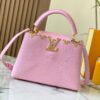 69307d786e68136f4d9a7227 Top-Quality Original Guangzhou Stock M12297 Pink Lizard Skin with Gold-Tone Crown Triangle Capucines BB Bag