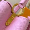 69307d7e6e68136f4d9a722f Top-Quality Original Guangzhou Stock M12297 Pink Lizard Skin with Gold-Tone Crown Triangle Capucines BB Bag