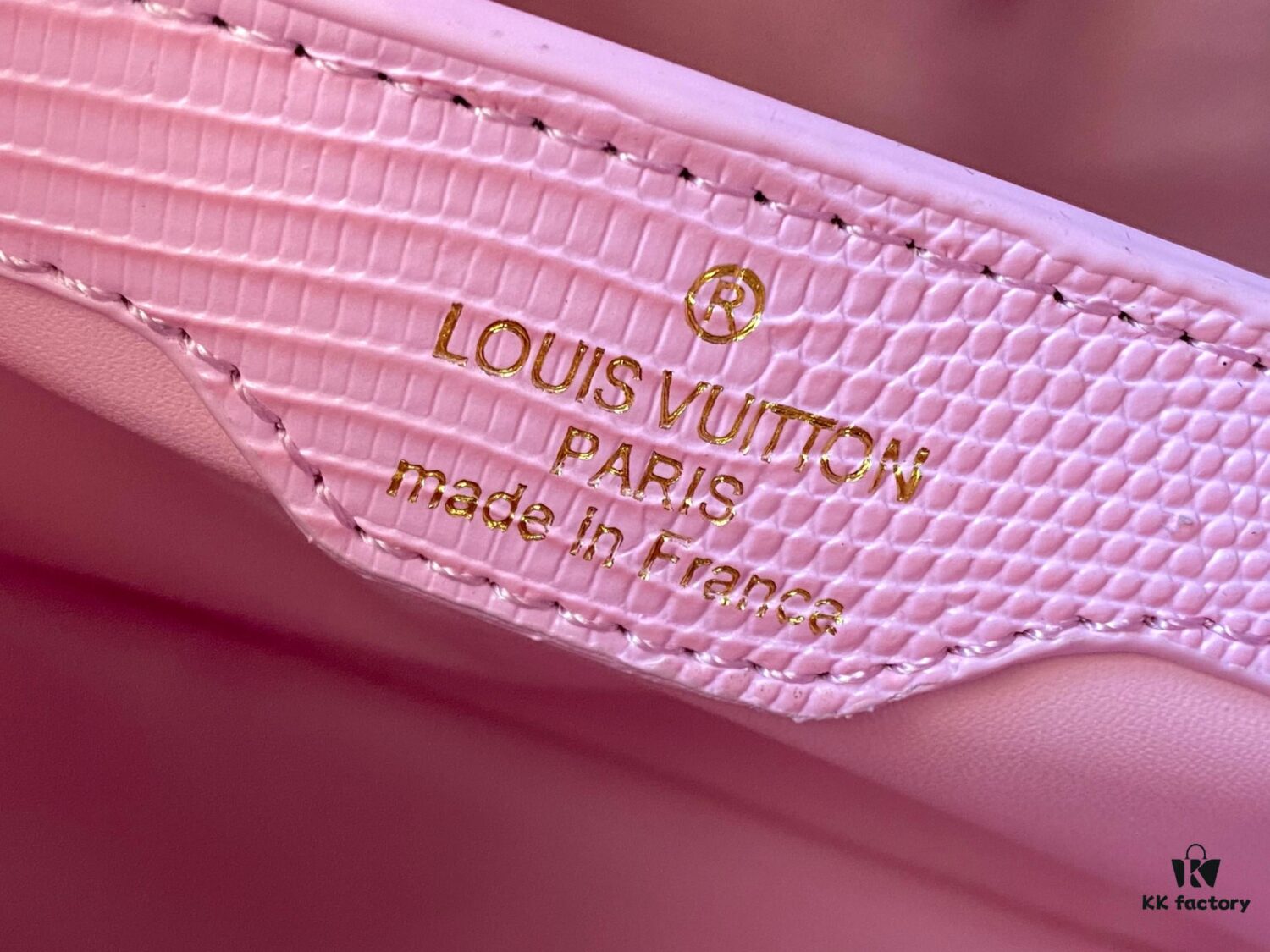69307d7e6e68136f4d9a7231 Top-Quality Original Guangzhou Stock M12297 Pink Lizard Skin with Gold-Tone Crown Triangle Capucines BB Bag
