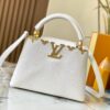 69307d856e68136f4d9a723a Top Quality Guangzhou Original M12297 White Lizard Skin with Gold Diamond Crown Triangle Capucines BB Bag