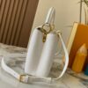 69307d8b6e68136f4d9a7242 Top Quality Guangzhou Original M12297 White Lizard Skin with Gold Diamond Crown Triangle Capucines BB Bag
