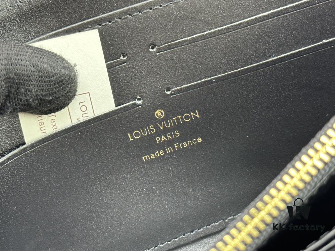 69307da06e68136f4d9a7270 Wallet M81510 crafted in lambskin with padded Monogram embossed pattern, complementing the Coussin leather goods collection. The elegant design features a gold-tone zipper with an LV Circle pull tab. This multi-functional wallet includes practical interior features: three large compartments, a coin pocket, and twelve card slots.