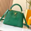 69307e1d6e68136f4d9a7359 Top Quality Original Guangzhou M99528 Green Lizard Skin Gold Buckle Capucines BB Handbag