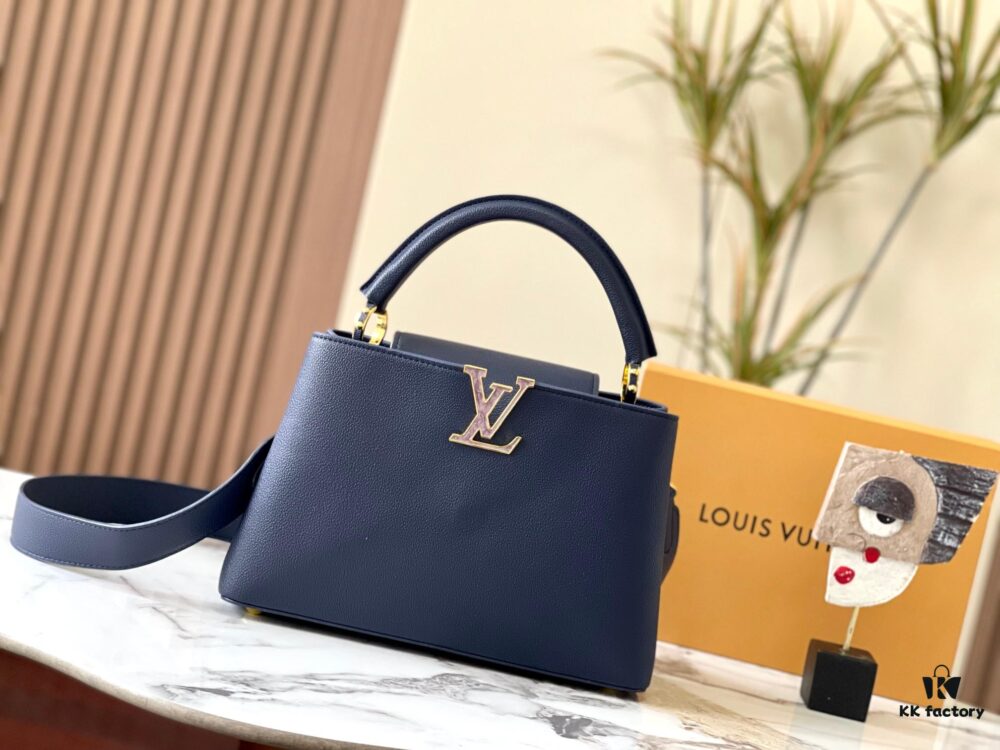 69307e8b6e68136f4d9a741a Upgraded Version M21150 Deep Blue Capucines Medium Handbag