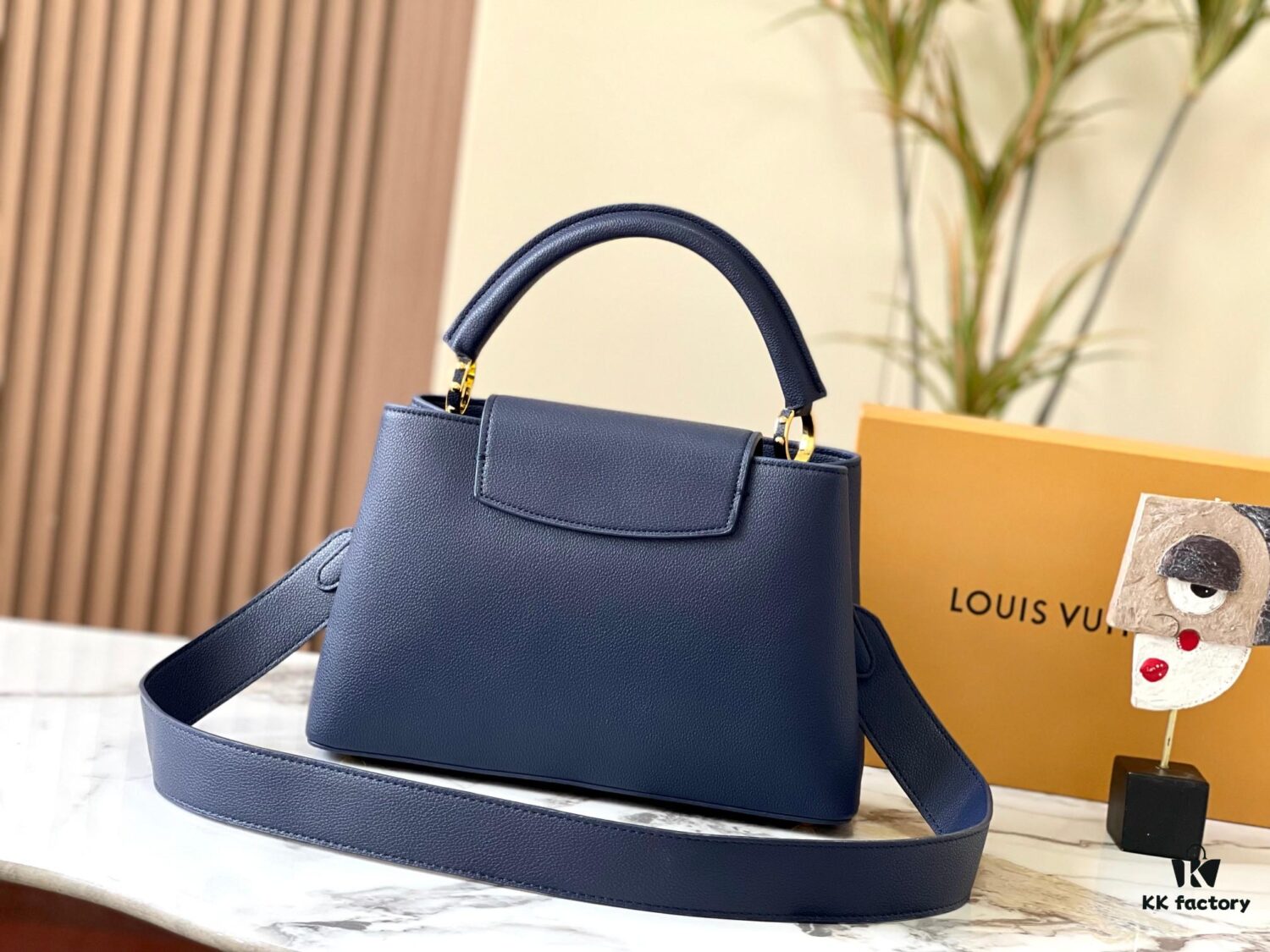 69307e8c6e68136f4d9a741e Upgraded Version M21150 Deep Blue Capucines Medium Handbag