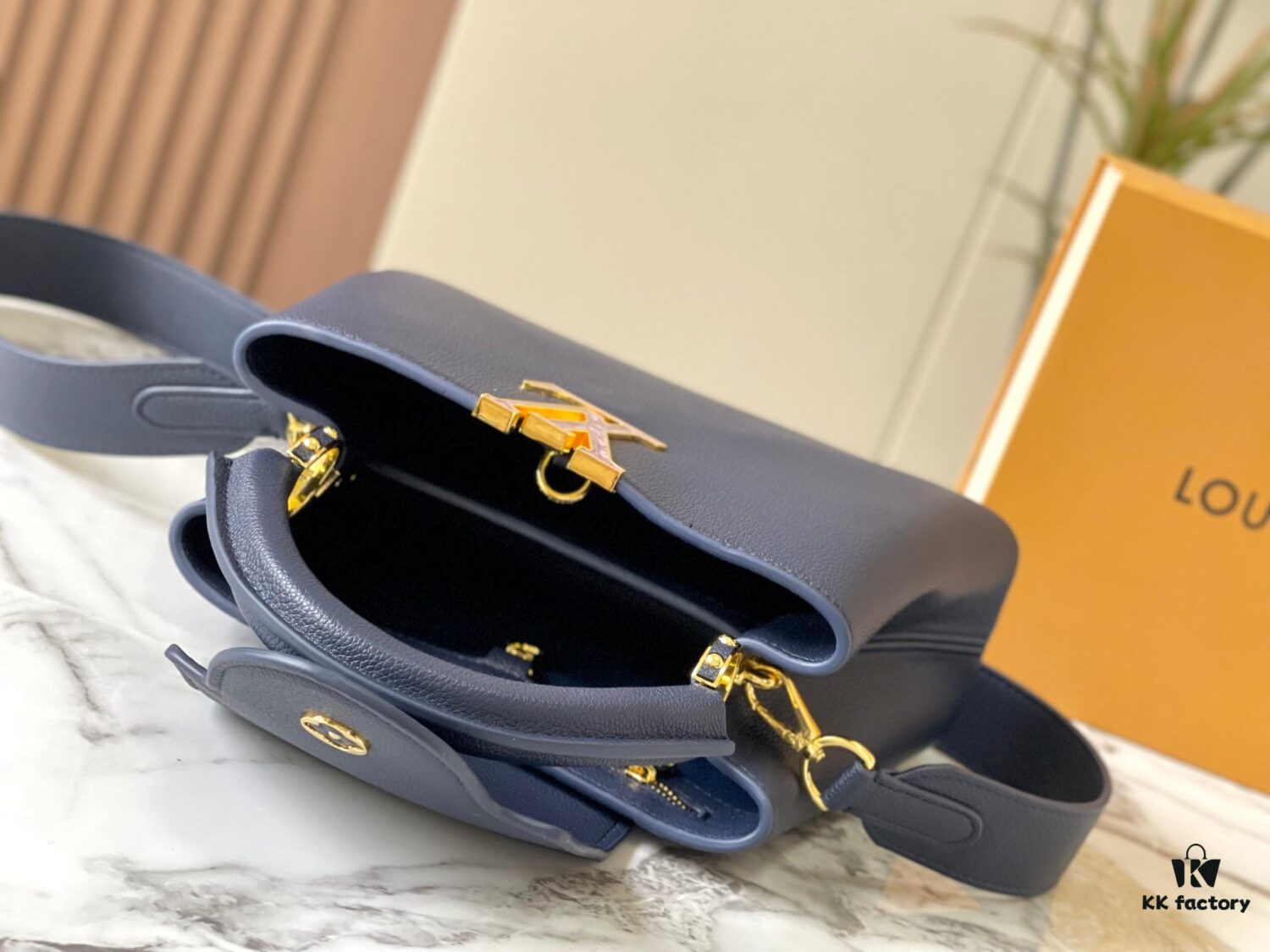Upgraded Version M21166 Deep Blue Capucines Mini Bag