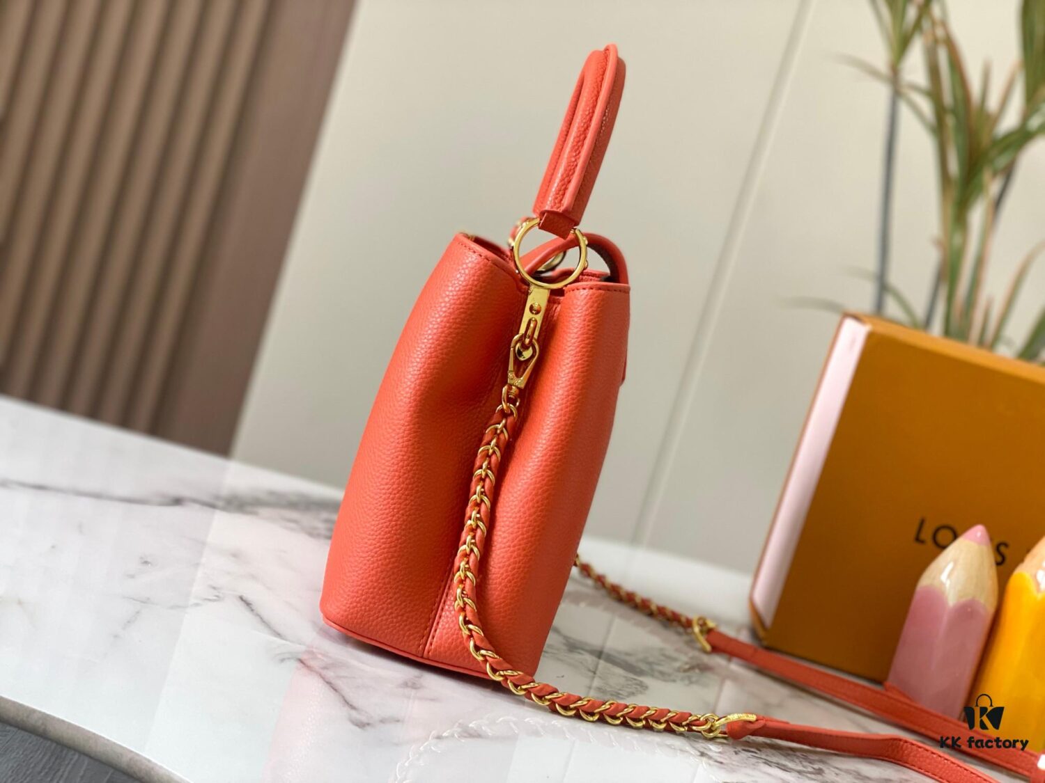 69307eaf6e68136f4d9a7450 Exclusive On-Site Photo - M22055 Capucines Medium Handbag