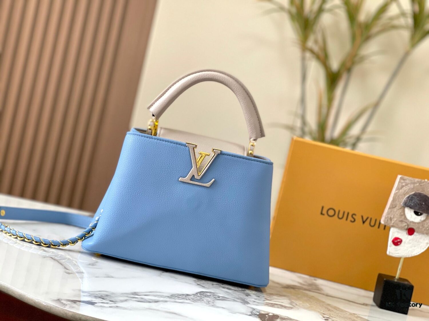 69307ed16e68136f4d9a7489 Exclusive On-Site Photo - Factory Release M21886 Blue Capucines BB Bag