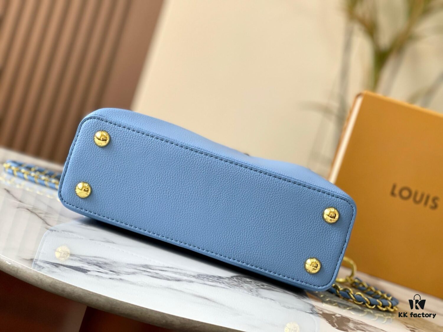 69307ed26e68136f4d9a748b Exclusive On-Site Photo - Factory Release M21886 Blue Capucines BB Bag