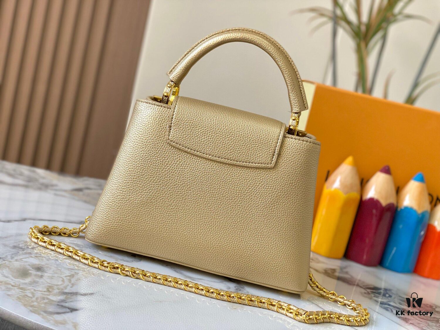 69307f016e68136f4d9a74d3 Top Quality Original Guangzhou M24584 Gold-Tone Flower Crown Bag with Crystal Diamonds