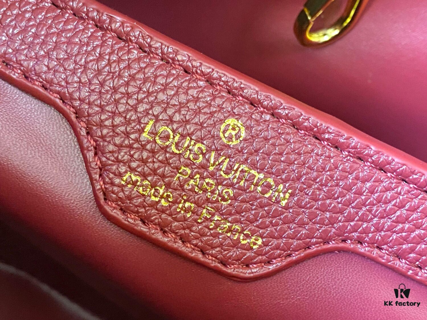69307f0f6e68136f4d9a74ec Top Quality Original Guangzhou Version M24585 Chestnut Red and Gold Diamond Flower Crown Capucines Handbag