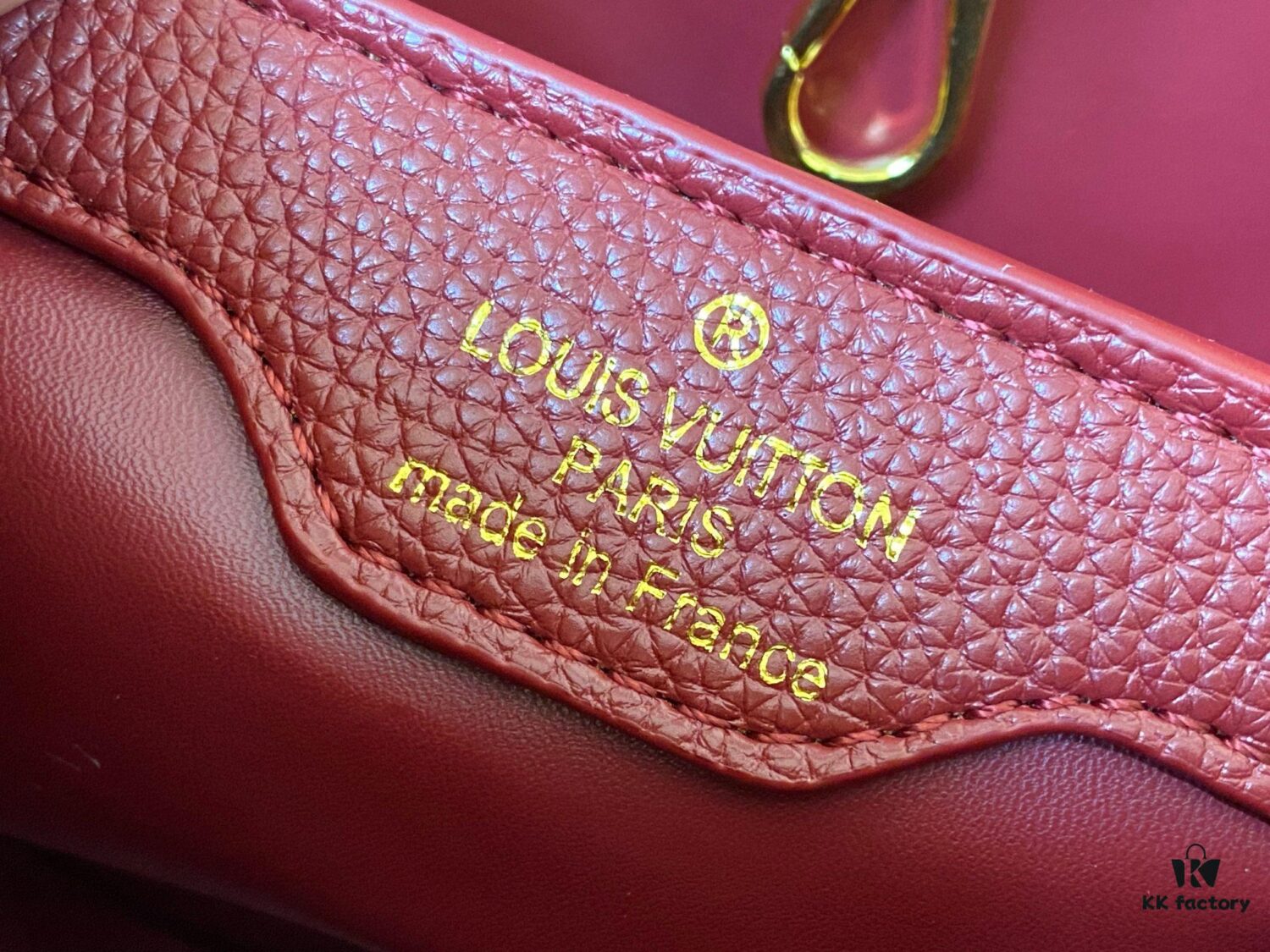 69307f146e68136f4d9a74f4 Top Quality Original Guangzhou Version M24584 Burgundy and Gold Crystal Flower Crown Capucines Handbag