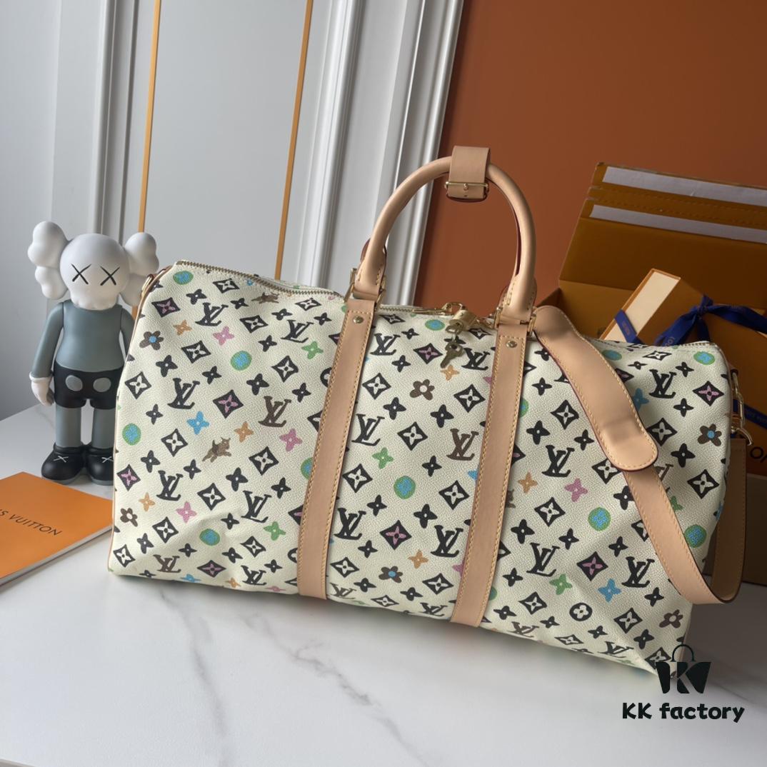 69307f2f6e68136f4d9a7523 Upgraded Version 250 M24901 Coffee Rainbow M24233 White Rainbow, This Year's Hottest LV x YK Keepall 50 Combines Classic Design with Iconic Details
