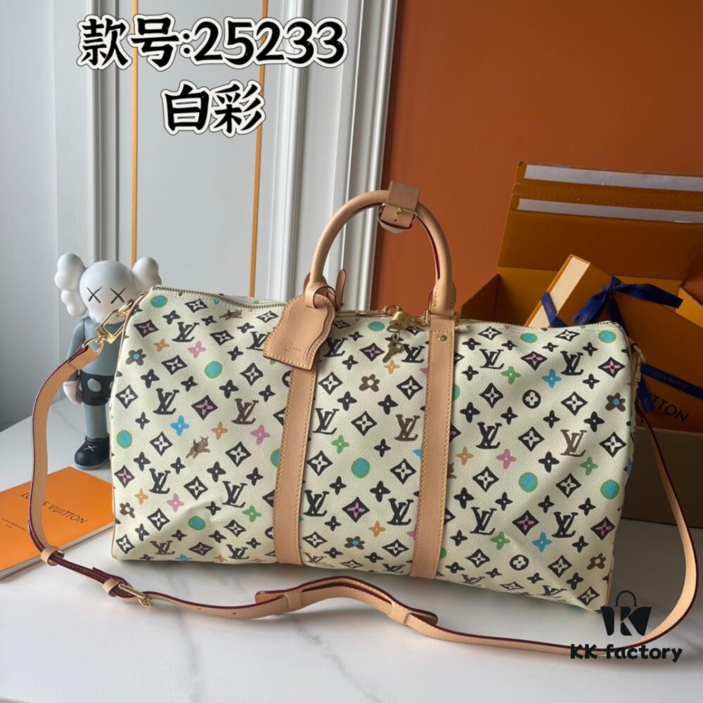 69307f2f6e68136f4d9a7524 Upgraded Version 250 M24901 Coffee Rainbow M24233 White Rainbow, This Year's Hottest LV x YK Keepall 50 Combines Classic Design with Iconic Details