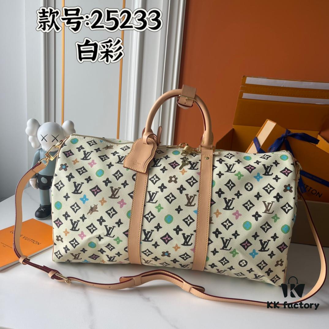 69307f2f6e68136f4d9a7524 Upgraded Version 250 M24901 Coffee Rainbow M24233 White Rainbow, This Year's Hottest LV x YK Keepall 50 Combines Classic Design with Iconic Details