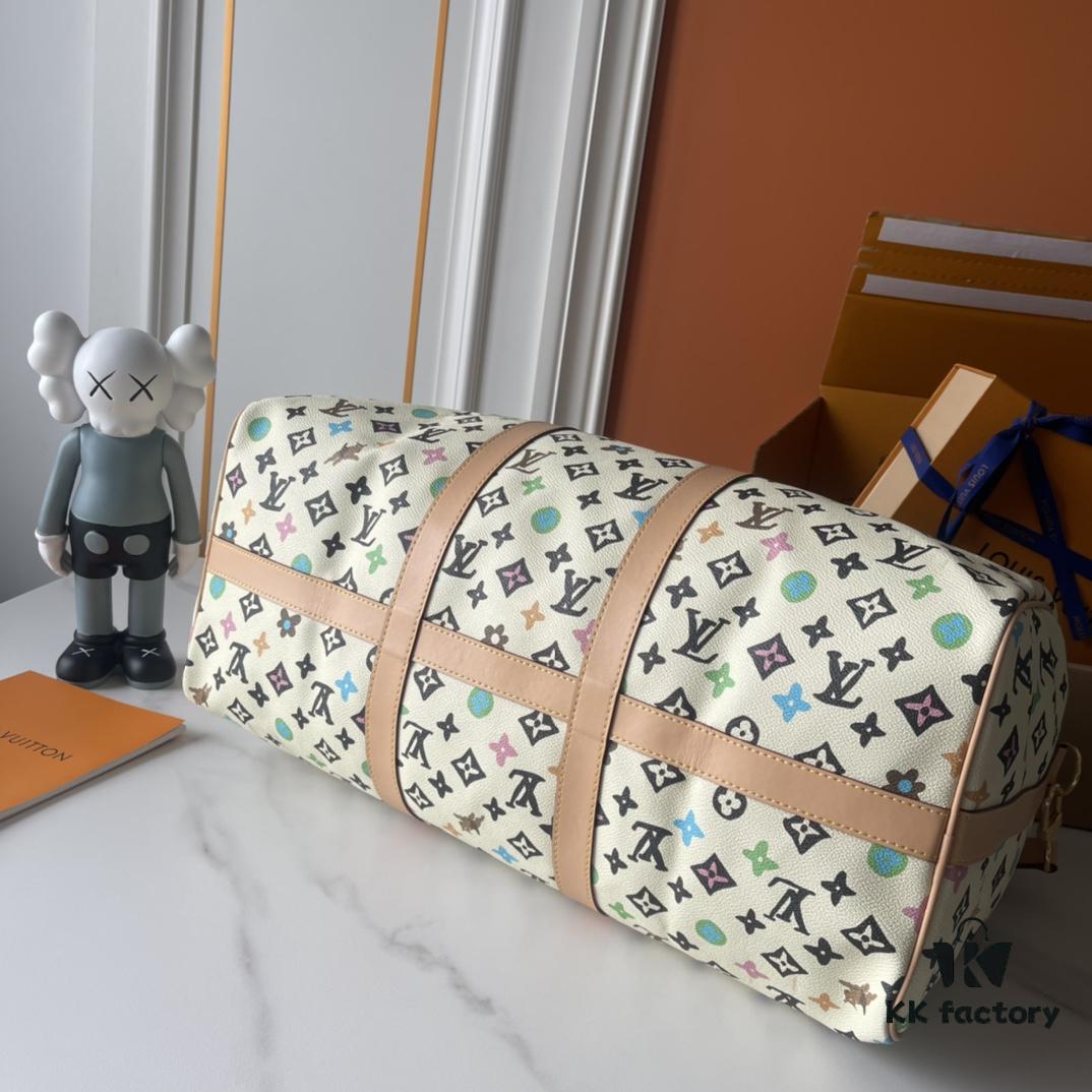 69307f2f6e68136f4d9a7527 Upgraded Version 250 M24901 Coffee Rainbow M24233 White Rainbow, This Year's Hottest LV x YK Keepall 50 Combines Classic Design with Iconic Details