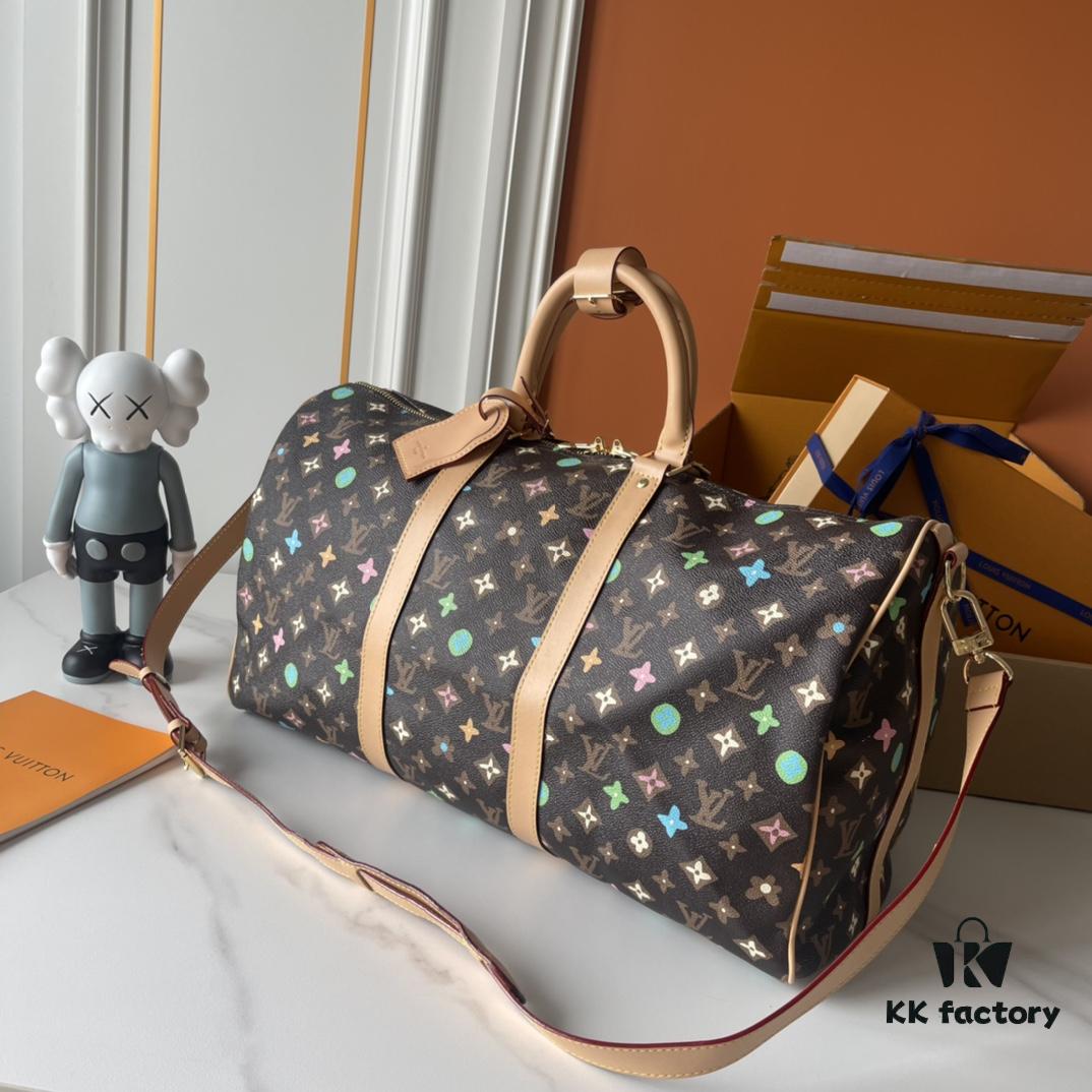 69307f346e68136f4d9a752c Upgraded Version 250 M24901 Coffee Rainbow M24233 White Rainbow, This Year's Hottest LV X YK Keepall 50 Combines Classic Design with Iconic Details