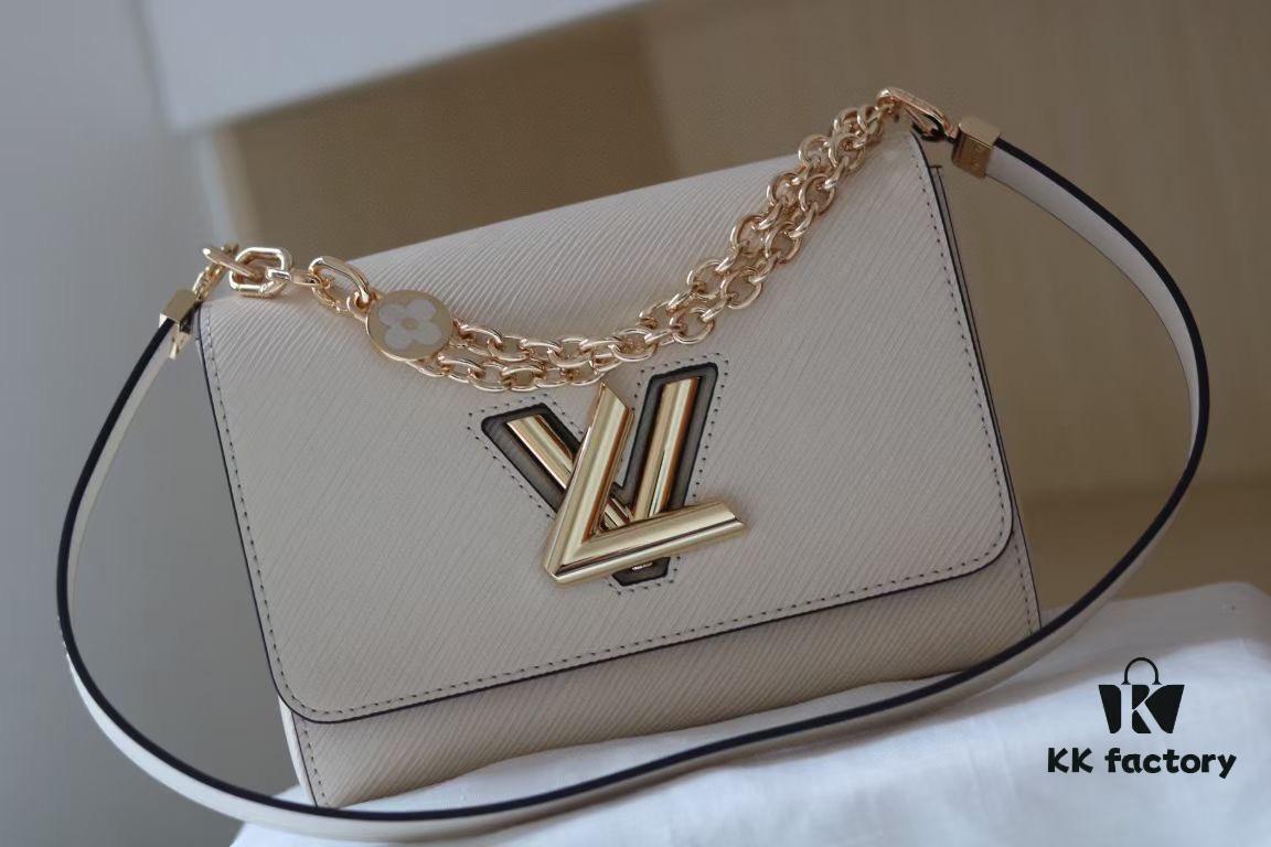 69307f846e68136f4d9a75f4 Latest TWIST Collection Top Quality Original Version Model No. 50369/59402/59403/59627/59405 The New Medium Twist Bag Features Dual Chains Embedded with Handcrafted Enamel Monogram Flowers, Exuding Elegance as Both Decoration and Additional Carrying Options, While the LV Twist Lock Preserves Classic Design Elements