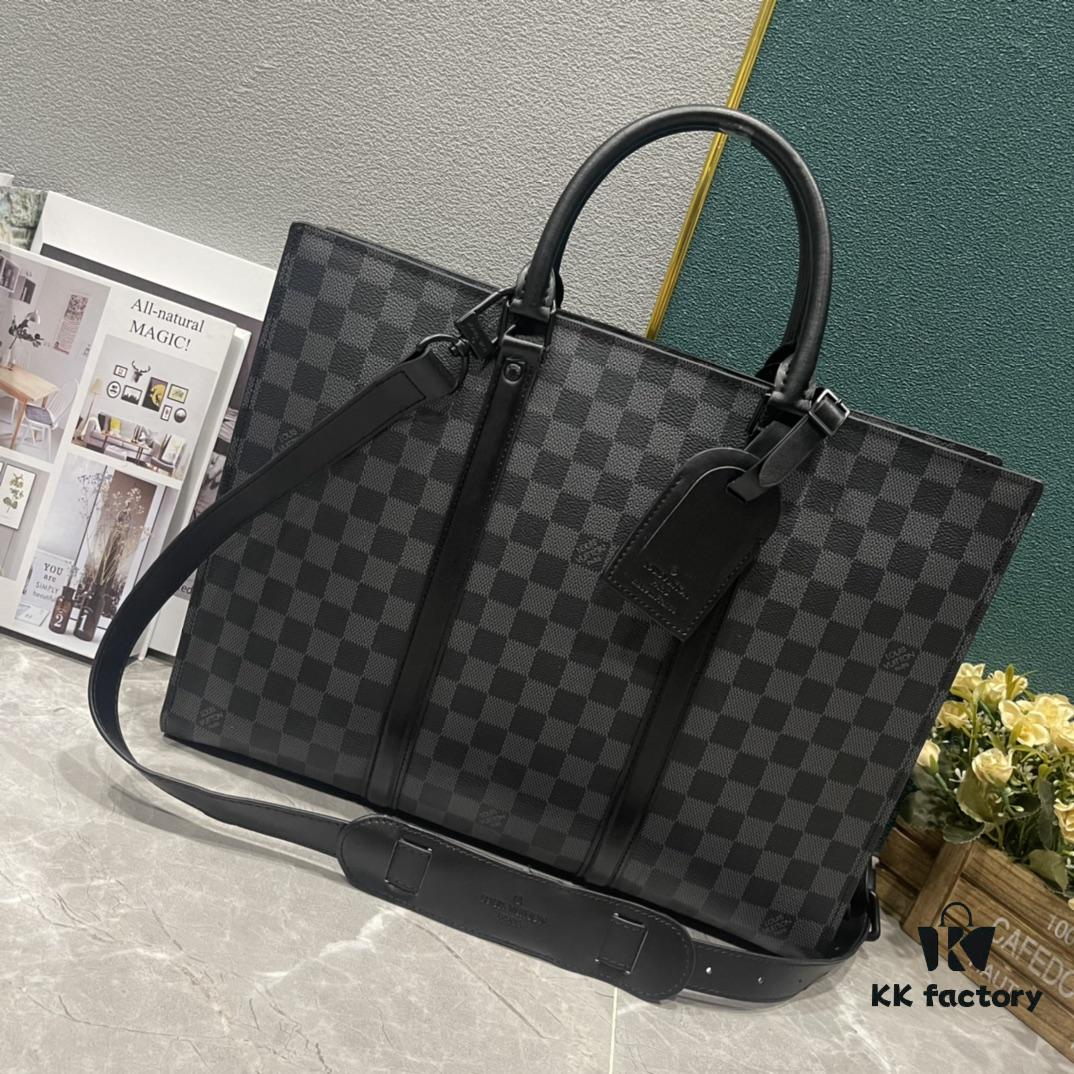 Upgraded Version M45265 Black Floral, Aged Floral, Black Checkered [SAC PLAT HORIZONTAL ZIPPÉ Briefcase]
