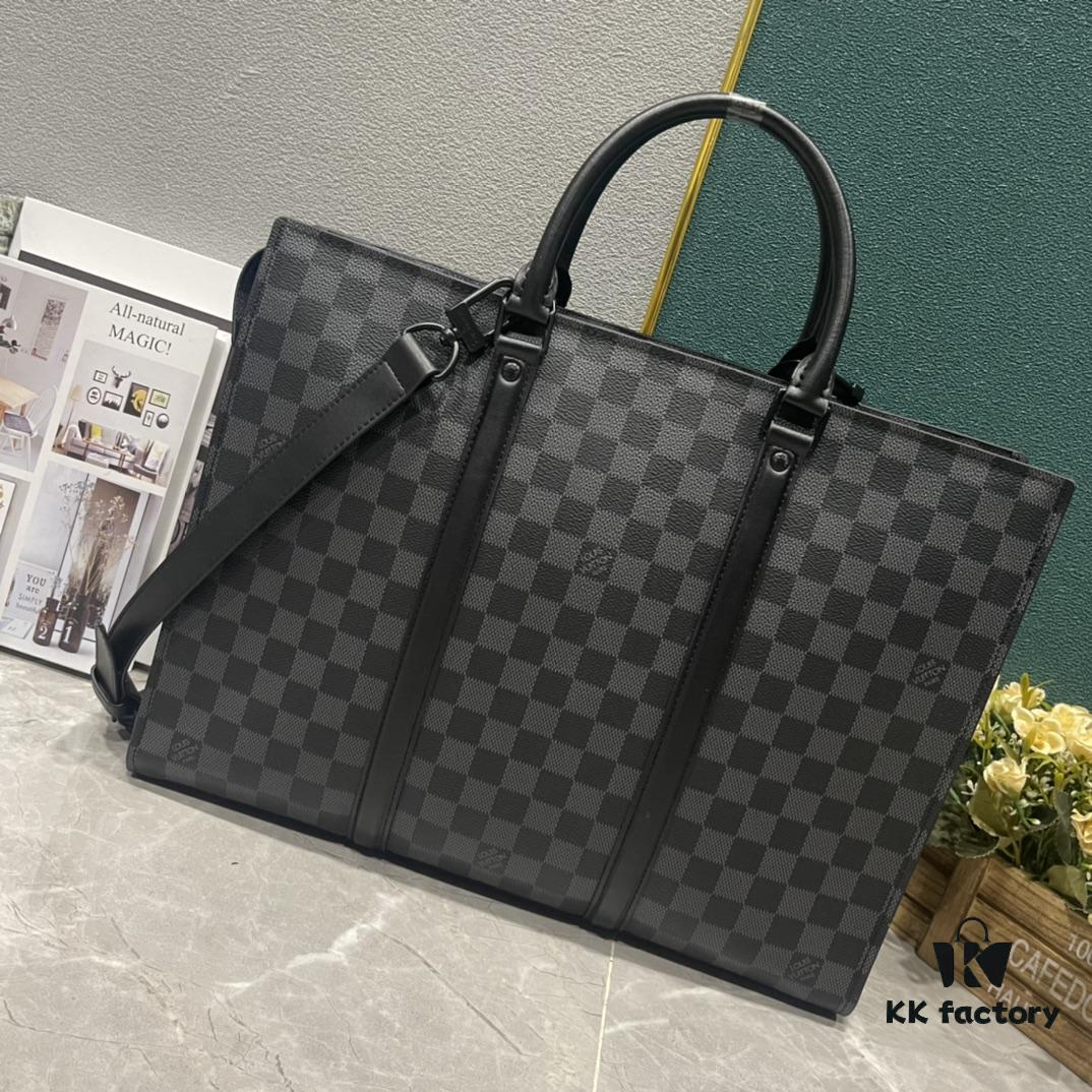 Upgraded Version M45265 Black Floral, Aged Floral, Black Checkered [SAC PLAT HORIZONTAL ZIPPÉ Briefcase]