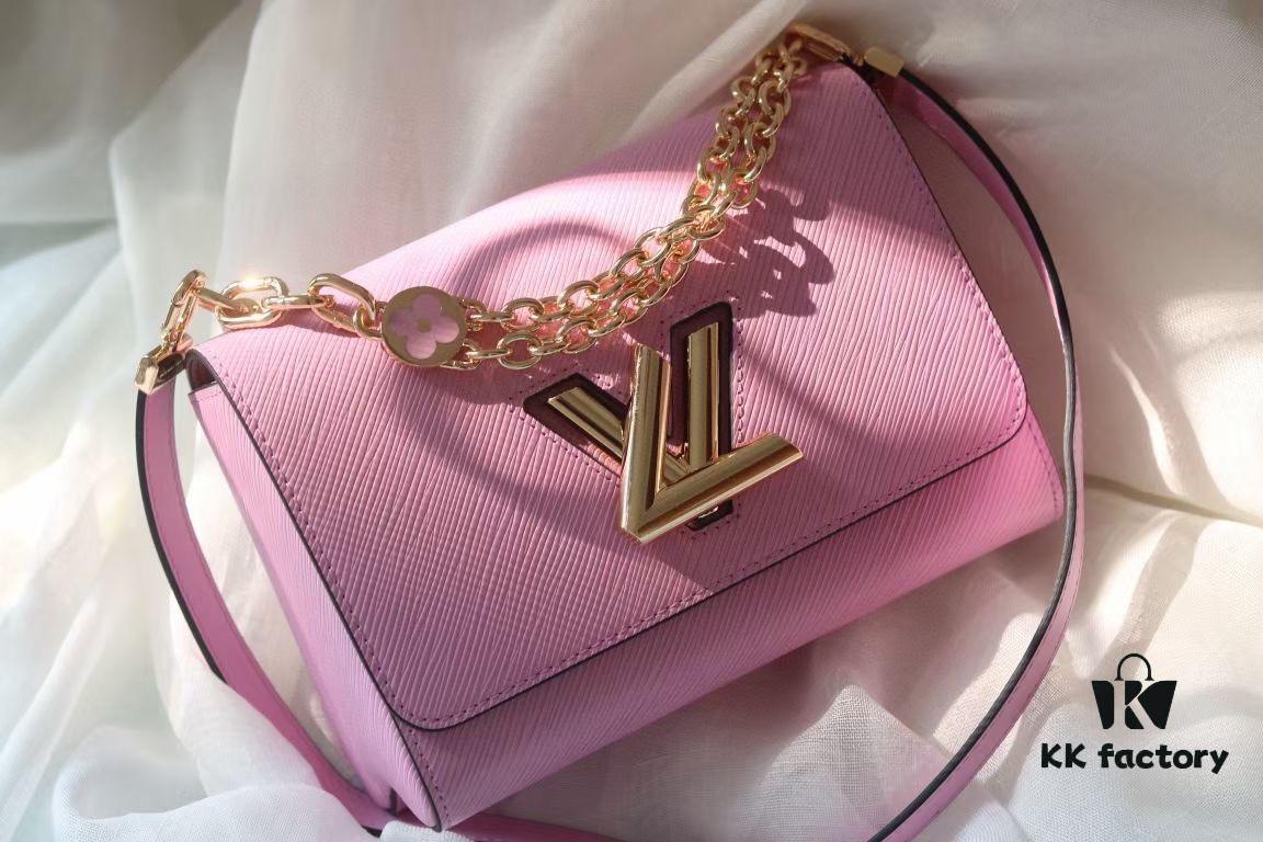 693080646e68136f4d9a7825 Latest TWIST Collection - Top Original Quality - Model No. 50369 / 59402 / 59403 / 59627 / 59405 - New Medium Twist Bag with Dual Chain and Hand-Enamelled Monogram Flowers