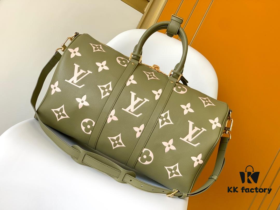 693080ab6e68136f4d9a78cc M46670 Black M46671 Green Keepall Bandoulière 45 in Monogram Empreinte Embossed Leather