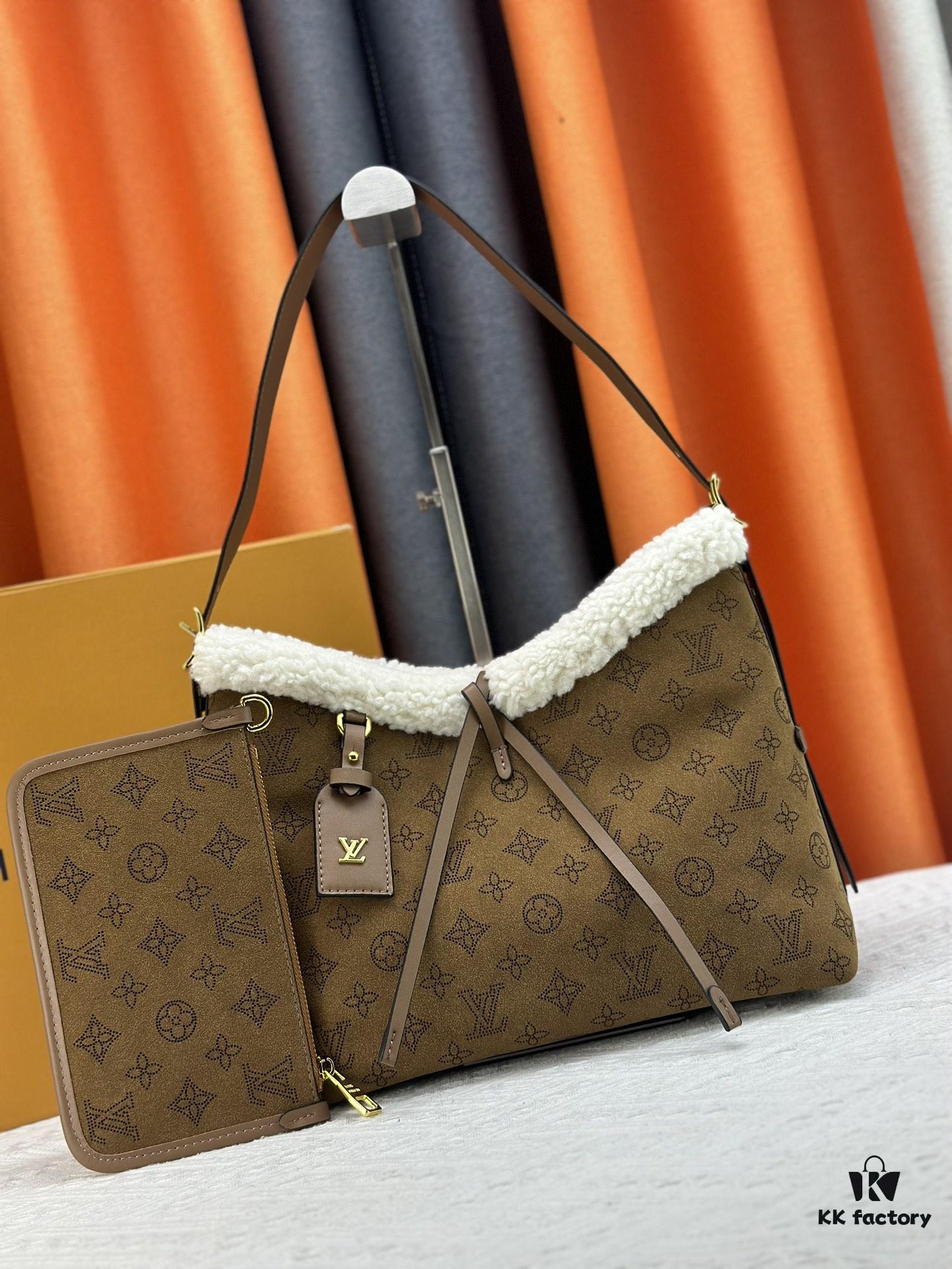 693080bc6e68136f4d9a78e5 M11843 M46203 (Suede Leather with Digital Perforation Technique, Aligned Pattern) CarryAll Small Bag