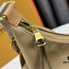 Upgraded Model M12697 Full Leather Khaki Monogram Bag, Fabric Material, Classic Canvas with Wide Adjustable Strap, Magnetic Closure Dual Pockets on Both Sides