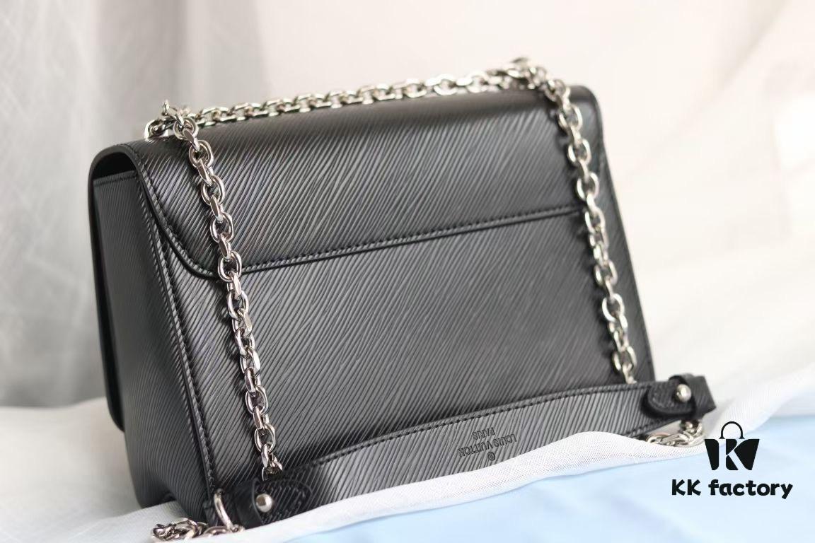 693081d76e68136f4d9a7b1a Top Quality Original LV Latest and Hottest Twist Denim Medium Size Handbag, Compact Design with Curved Base, Adjustable Chain for Crossbody or Shoulder Wear