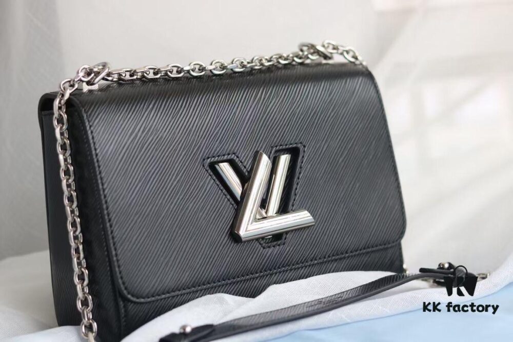 Top Quality Original LV Latest and Hottest Twist Denim Medium Size Handbag, Compact Design with Curved Base, Adjustable Chain for Crossbody or Shoulder Wear