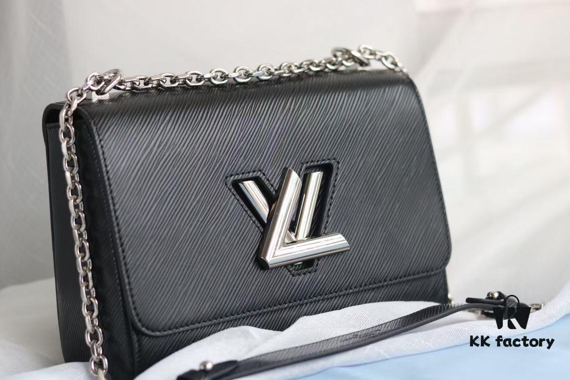 693081d86e68136f4d9a7b1b Top Quality Original LV Latest and Hottest Twist Denim Medium Size Handbag, Compact Design with Curved Base, Adjustable Chain for Crossbody or Shoulder Wear