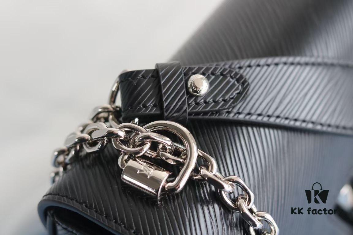 693081da6e68136f4d9a7b1c Top Quality Original LV Latest and Hottest Twist Denim Medium Size Handbag, Compact Design with Curved Base, Adjustable Chain for Crossbody or Shoulder Wear
