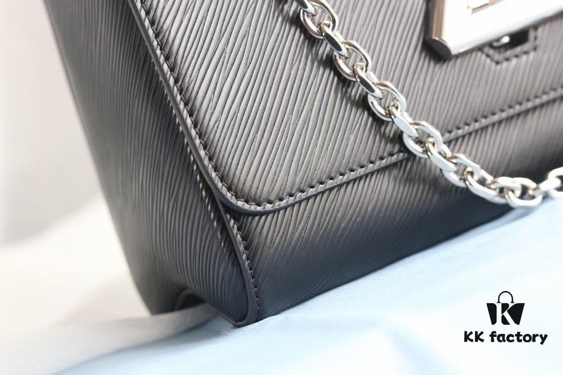 693081db6e68136f4d9a7b23 Top Quality Original LV Latest and Hottest Twist Denim Medium Size Handbag, Compact Design with Curved Base, Adjustable Chain for Crossbody or Shoulder Wear