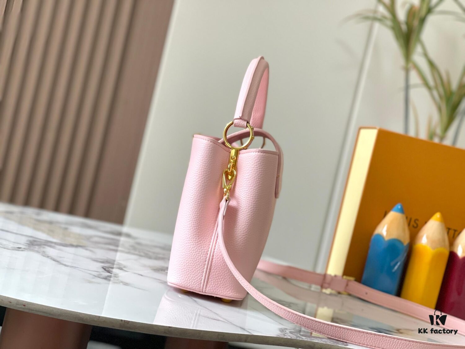 693082aa6e68136f4d9a7ccc Upgraded M24664 Capucines East West Medium Handbag from the LV Crush Collection