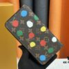 693082df6e68136f4d9a7d31 Wallet M60017 Red Dot (80828) Zippy Zipper Wallet - Printed Canvas Edition with Large LV Letters and Monogram Flowers