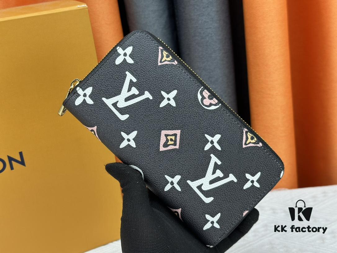 693082fe6e68136f4d9a7d76 Wallet M60017 (80828) Zippy Zipper Wallet, Printed Canvas Edition with Large LV Letters and Monogram Floral Pattern