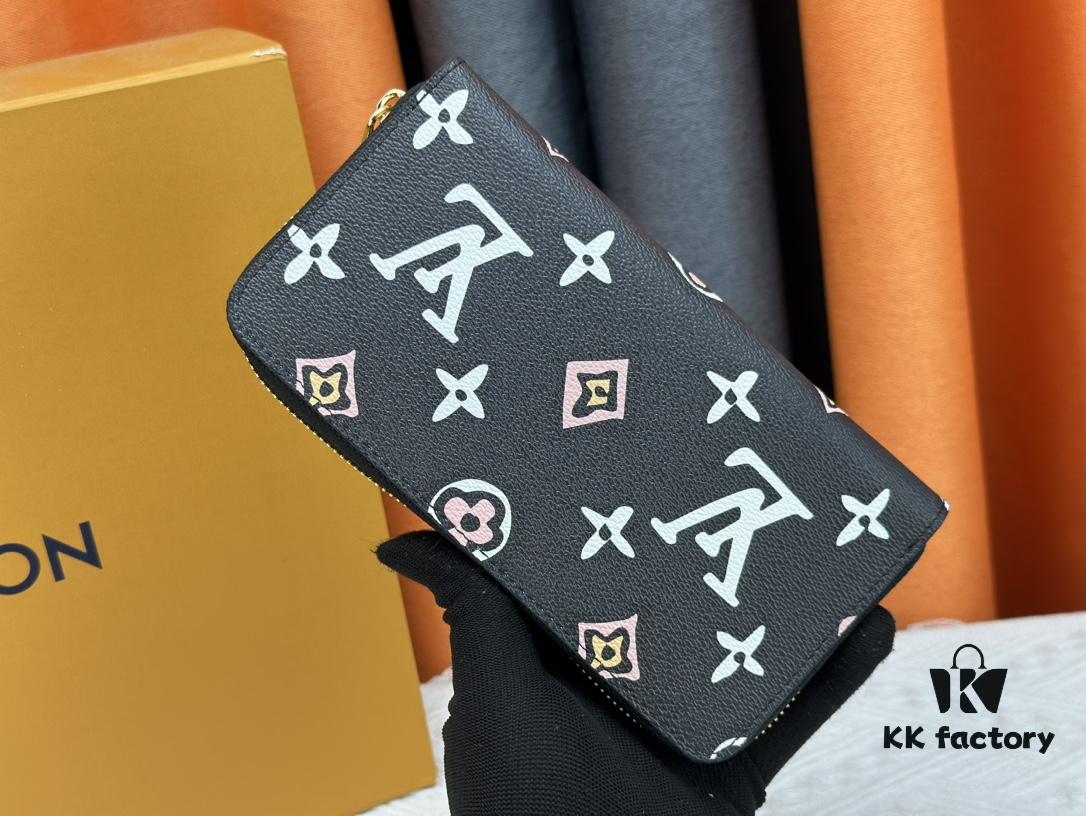 693082fe6e68136f4d9a7d77 Wallet M60017 (80828) Zippy Zipper Wallet, Printed Canvas Edition with Large LV Letters and Monogram Floral Pattern