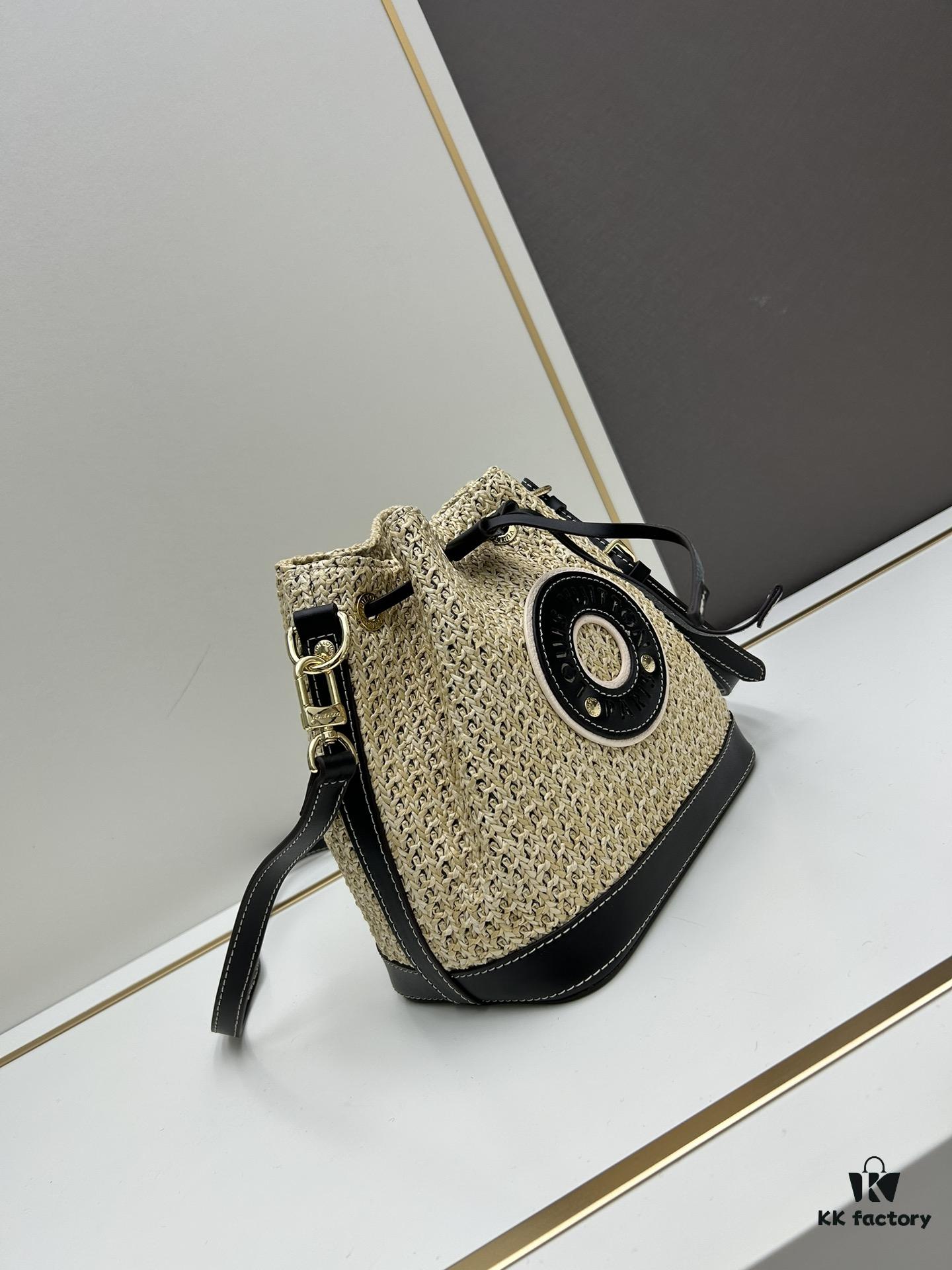 6930833c6e68136f4d9a7dda New Large Batch LV NOE PURSE Bucket Handbag with Raffia and Leather Trim