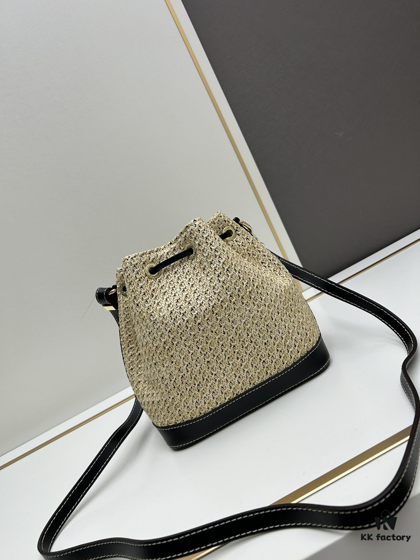 6930833d6e68136f4d9a7ddb New Large Batch LV NOE PURSE Bucket Handbag with Raffia and Leather Trim
