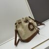 693083416e68136f4d9a7de1 New Large Batch LV NOE PURSE Bucket Handbag in Raffia with Leather Trim 'Mini Dumpling'