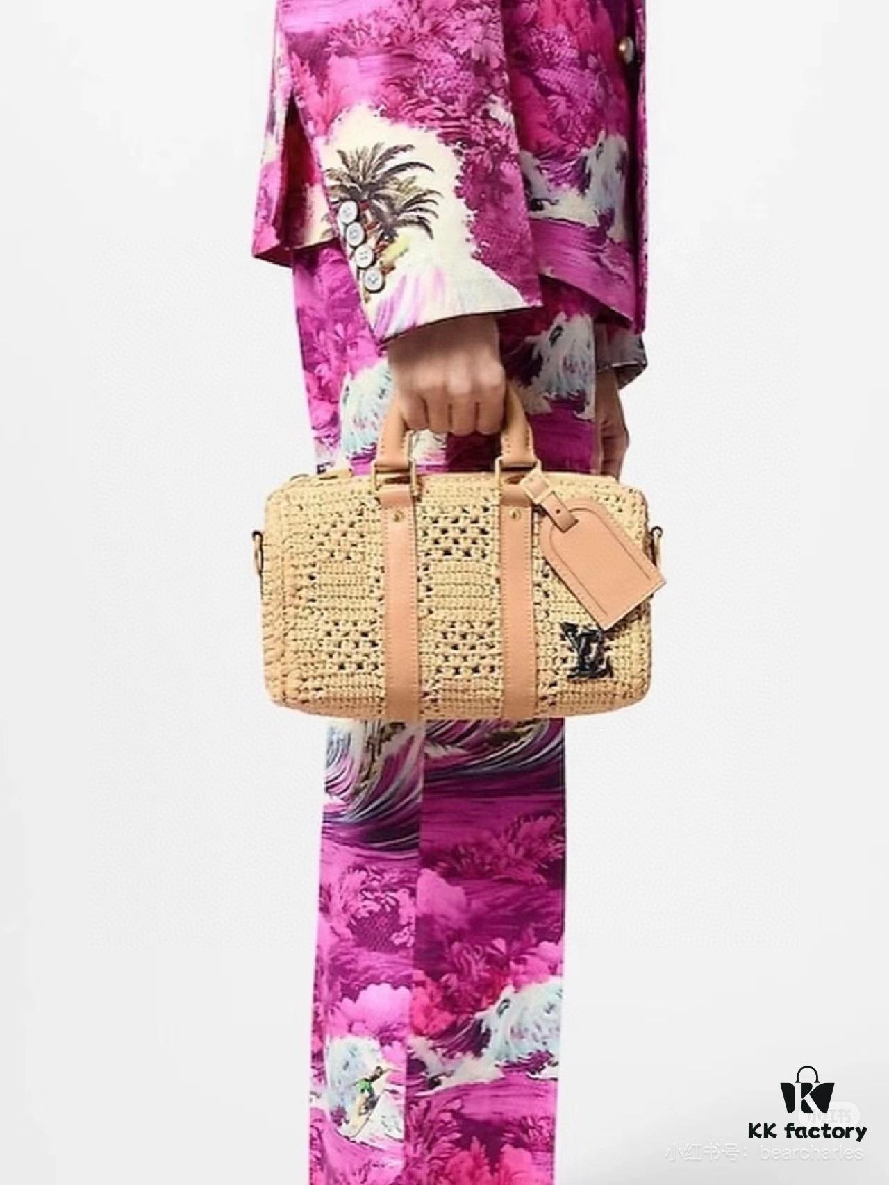 New Arrival LV Straw Keepall Pillow Bag