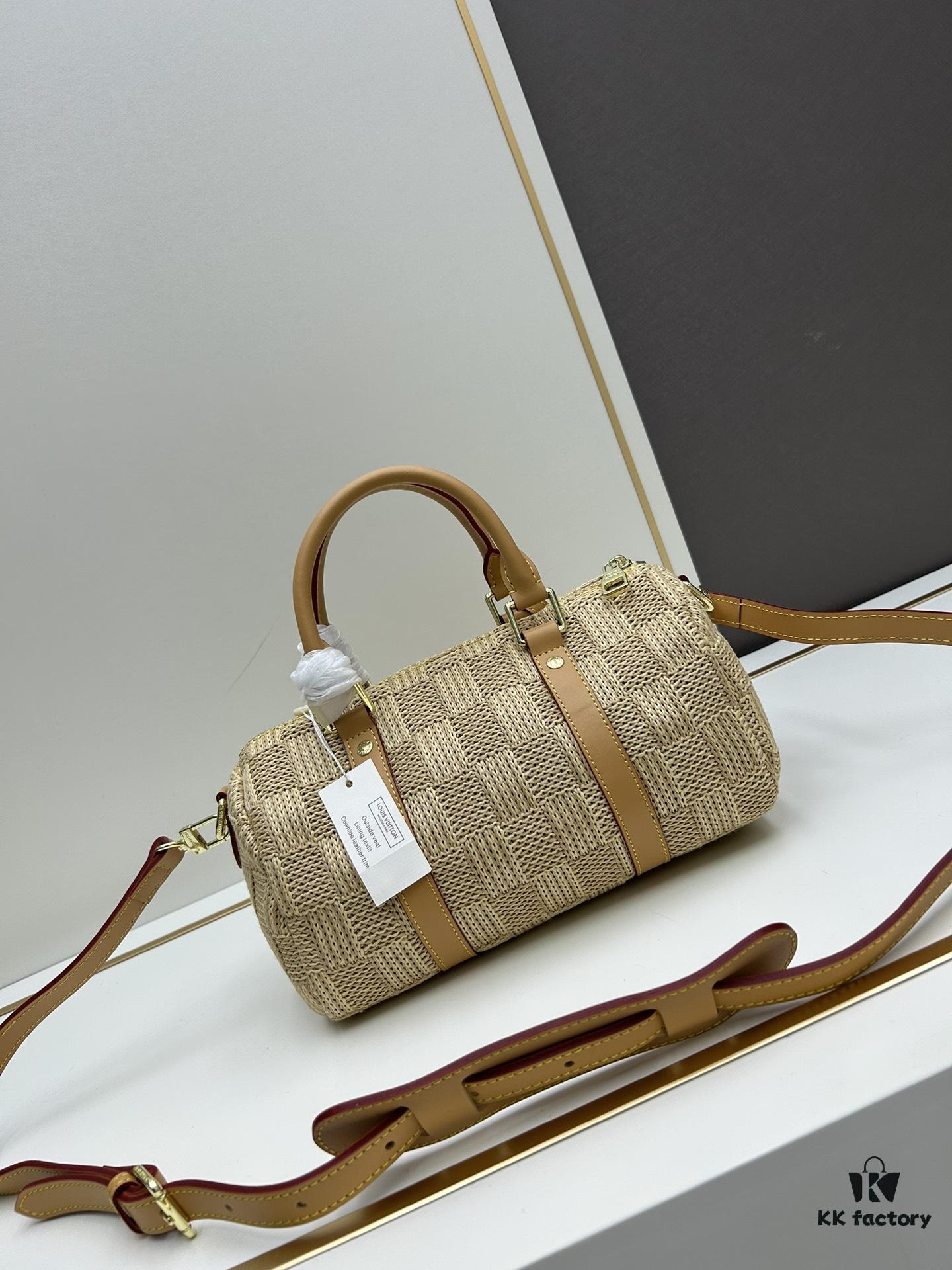 693083546e68136f4d9a7e01 New Arrival LV Straw Keepall Pillow Bag