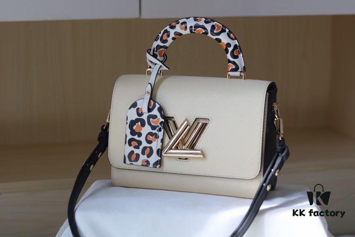 Rose] New Arrival [Rose] Model: 50362/58568/58569/58546/50280/50271 [Rose] 2022 Fall Wild at Heart Capsule Collection infuses the Twist Medium handbag with wild elegance. Crafted in iconic Epi grained leather, accented with trunk-inspired handles and a leopard-print signature plaque, this piece combines bold style with functional beauty. The detachable leather shoulder strap enhances versatility, making it an ideal companion for autumn wardrobes.