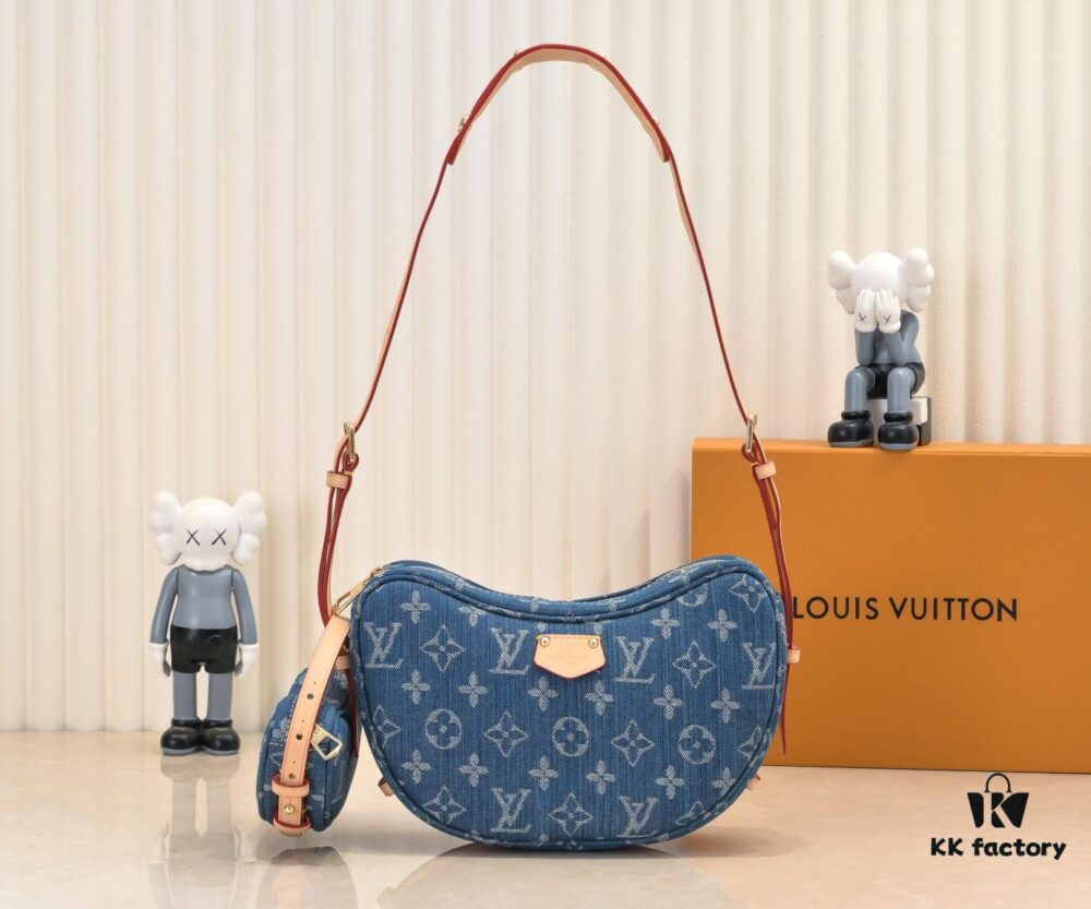 693084246e68136f4d9a7fca Upgraded Original M46856 M46828 Denim New Style Lv 2024 Latest Monogram Horn Adjustable Strap Pea Bag with Extra Pendant Mini Waist Pouch and Enlarged Design LV Monogram Coated Canvas Croissant Bag